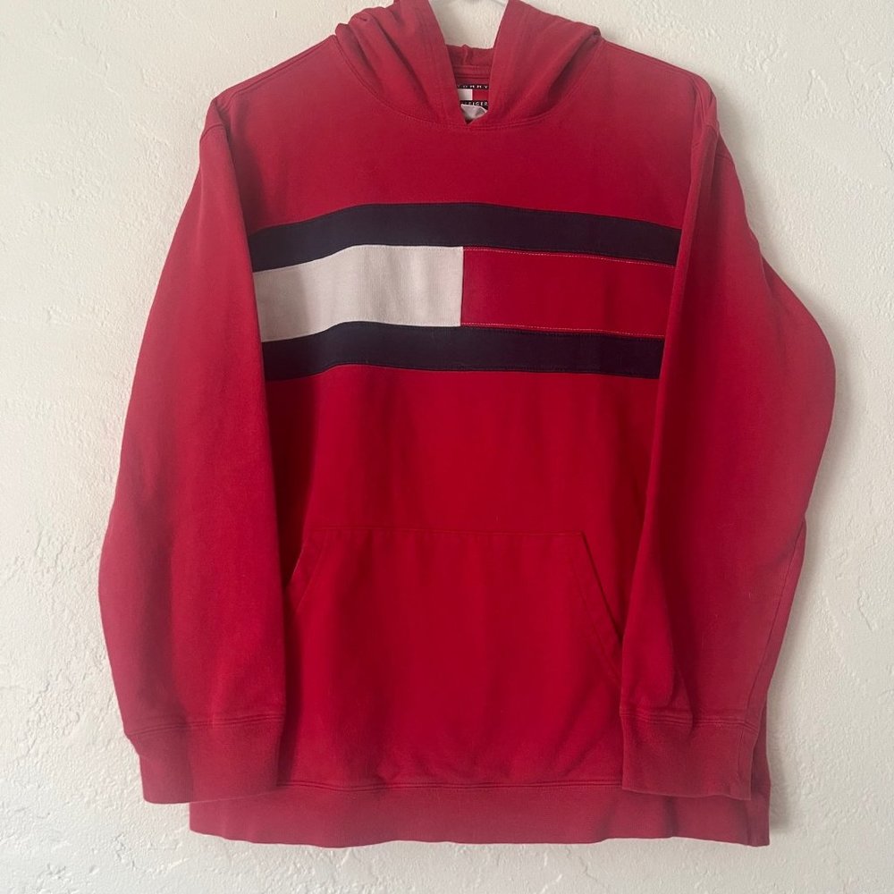 Vintage Tommy Hilfiger Flag Hoodie Size Large